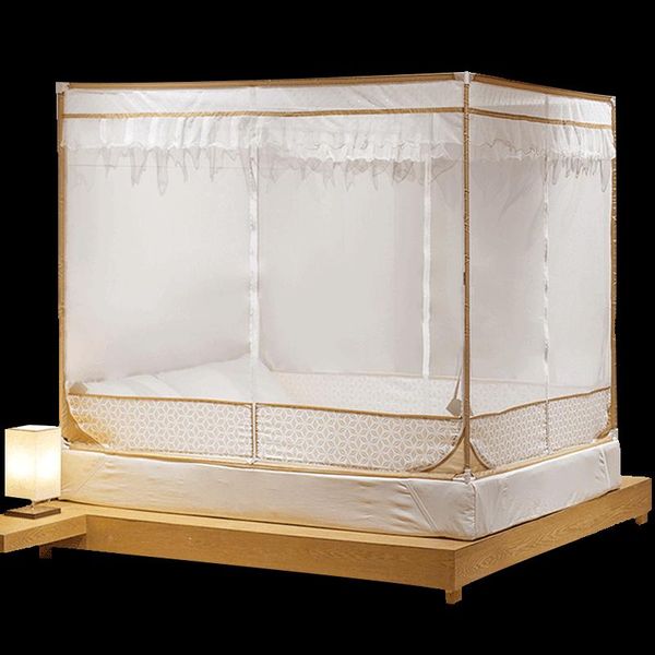 

mosquito net fashion three doors square zipper bracket bottom thick double home 1.5 m 1.8 curtains decoration