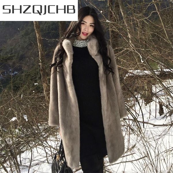 

women's fur & faux jchb 2021 mink natural coat women winter warm coats thickening female outwear plus size jacket 113 mf334, Black