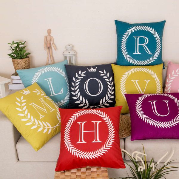 

cotton like pillow case english letter cushion sofa