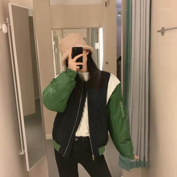 

women's jackets autumn and winter women thickened baseball uniform streetwear fashion stuffing cotton jacket parka, Black;brown