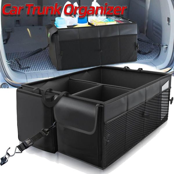 

car organizer universal folding portable trunk luggage bag, storage box with non-slip belt tool seat