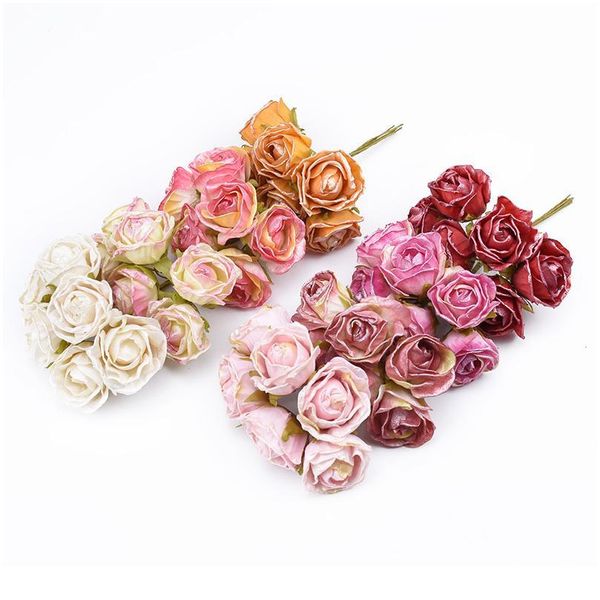 

6pcs artificial flowers decorative flowers wreaths silk tea roses bouquet vases for home decor wedding scrapbook diy g jllkmu