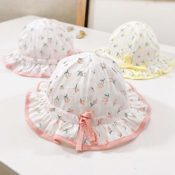 

baby sun hat cute cartoon girls bucket summer brim kids children beach caps & hats1, Yellow