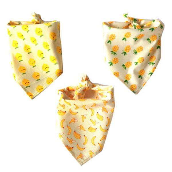 

dog apparel fruit pineapple banana pear pattern pet collar saliva towel cat hand-woven accessories triangle scarf bib