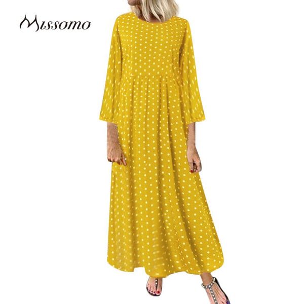 

casual dresses missomo clothes women dress vestidos plus size long wave point print maxi for wome 5xl woman robes, Black;gray