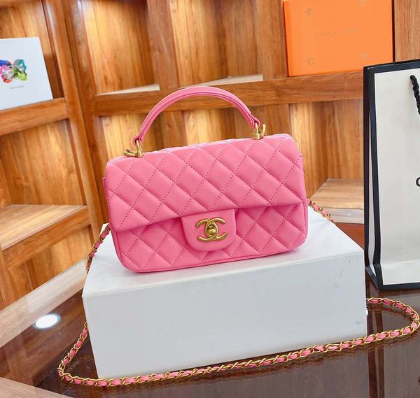 

women designer bags handbag totes shoulder cross body quality classic caviar square cover sheepskin chains bag 20cm ,5 colours luxury_bagsho