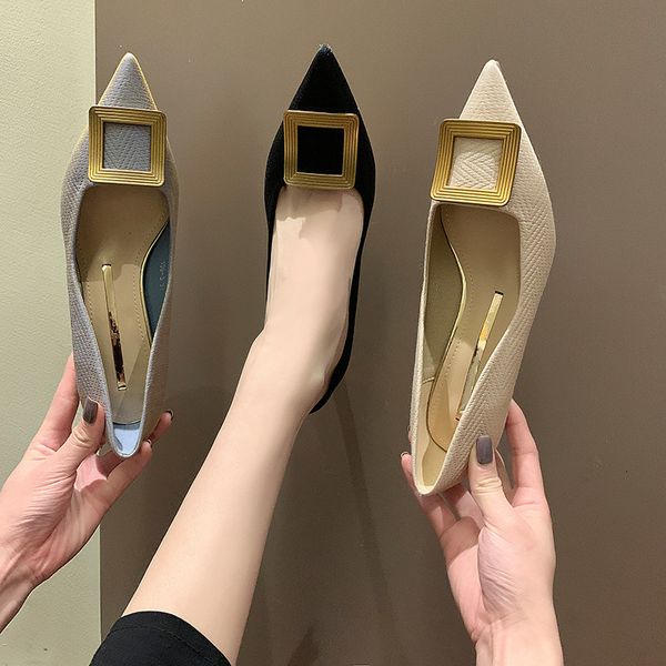 

luxury dress shoes spring 2021 ck high thin heels temperament ins fairy net red pointed single sho women's small fragrance, Black