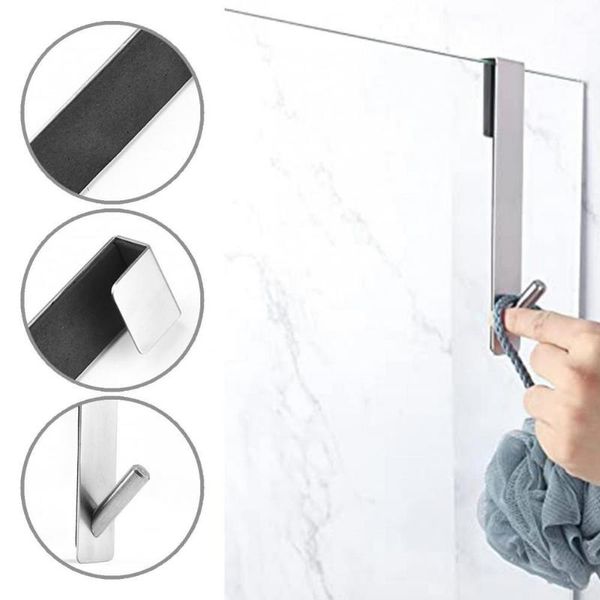 

hooks & rails simple installation silver color shower door storage towel for dorm
