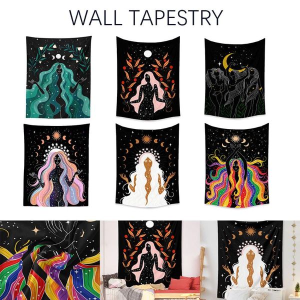 

tapestries 95x73cm moon phase tapestry girl mandala wall hanging carpet picnic beach blanket table cloth bedroom living room dorm decor