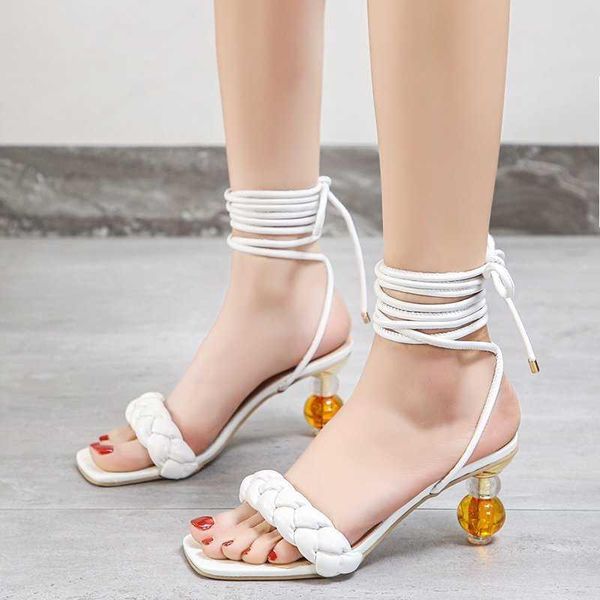 

dress shoes 2021 summer women thin high heels sandals transparent gladiator strap pump female party wedding ladies plus size35-45, Black