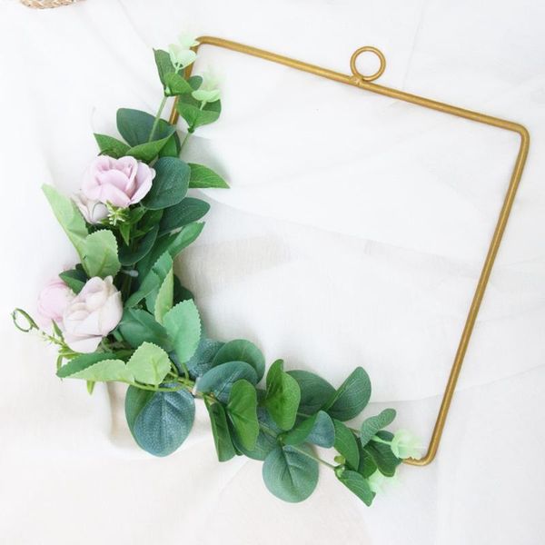 

floral hoop wreath geometric square hoop frame of artificial flower for wedding backdrop wall decor home party decoration