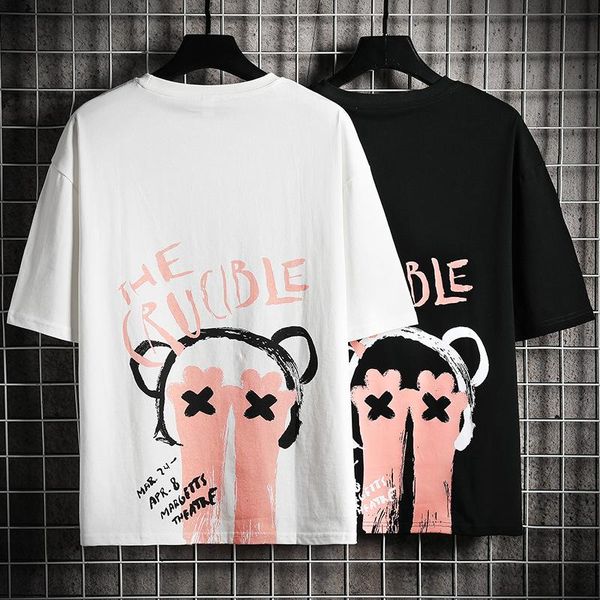 

men's t-shirts t-shirt summer short sleeve loose youth half clothes couple's underwear trend women, White;black