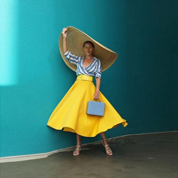 

skirts fashion elegant yellow a-line satin for women custom made female formal ankle length long skirt faldas largas muje, Black