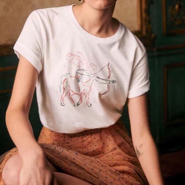 

new astro tee shirt pattern short sleeve loose soft cotton tees 2021 chic casual retro summer femme t shirts francais haut b0vi, White