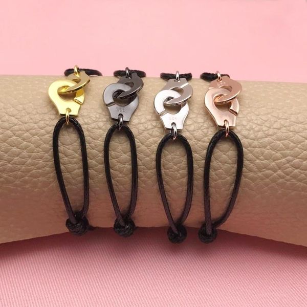 

link, chain fashion women's handcuffs bracelets, Black