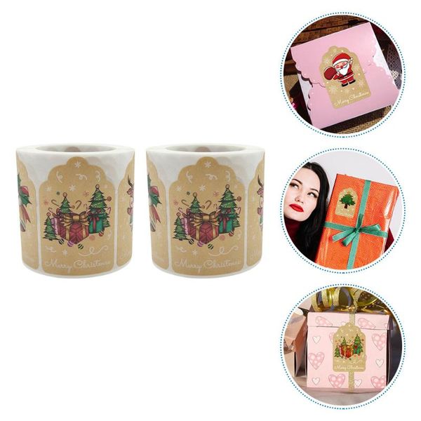 

gift wrap 2 rolls of lovely christmas stickers packing decorative (assorted color)