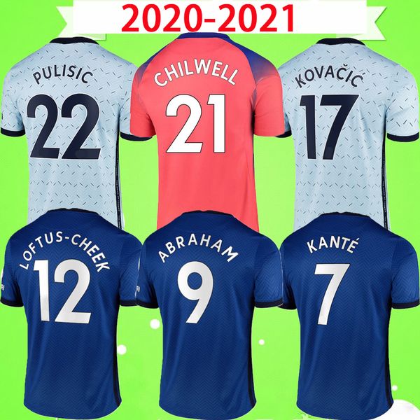 

mens 20 21 soccer jerseys abraham werner havertz chilwell ziyech zouma football shirts pulisic camiseta kante mount 2020 2021, Black;yellow