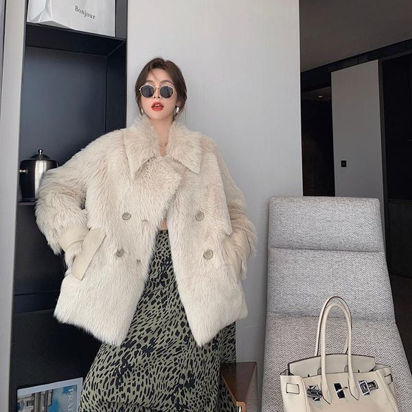 

women's fur & faux fashion super quality genuine sheepskin coat female autumn winter 2021 real wool jackets for women casacos feminino, Black