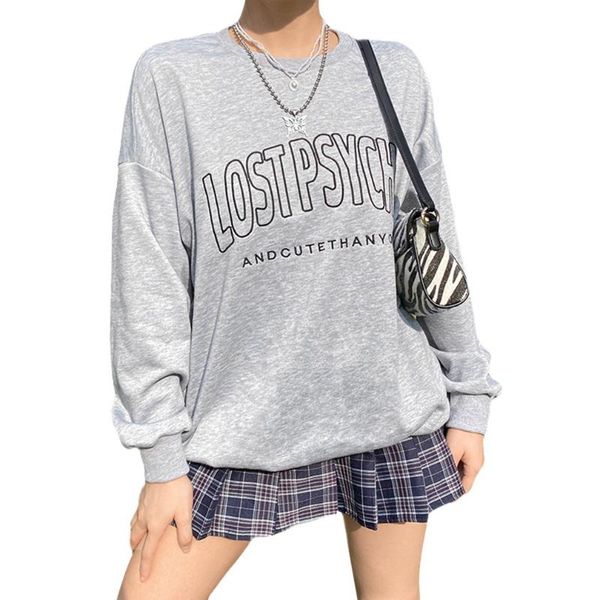 

womens hoodie pullover casual style oversize hoody aesthetics streetwear o neck female sweatshirts gothic hoodies, Black