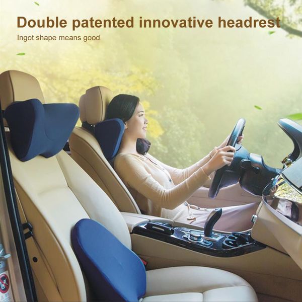 

seat cushions car headrest neck pillow chair auto memory foam cotton mesh cushion fabric cover soft head rest travel office drop