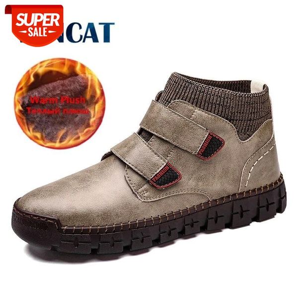 

brand men's boots plush warm men's winter boots waterproof leather snow outdoor men motorcycle sneakers #7h3o