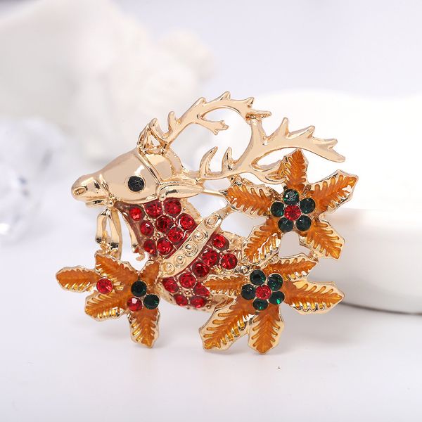 

holiday tourist attractions souvenir pin christmas elk diamond jewelry dinner party versatile brooch, Silver