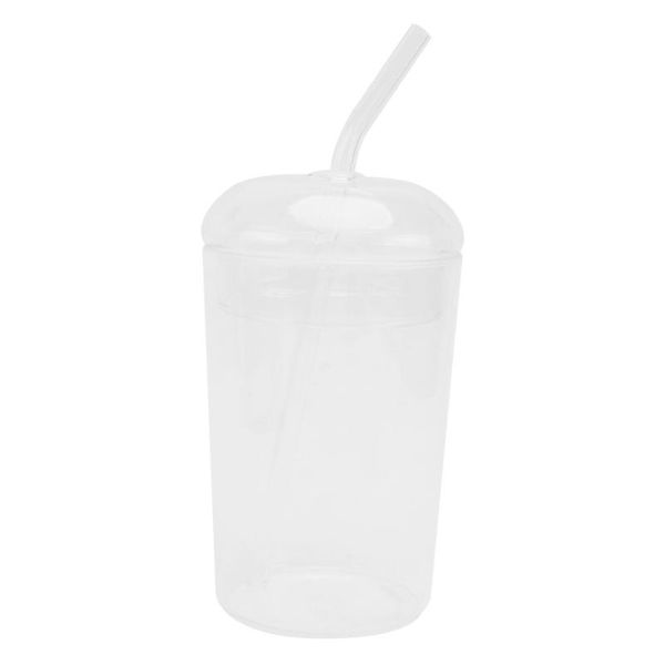 

mugs 1pc glass cup with lid lovely practical classic sippy (transparent)