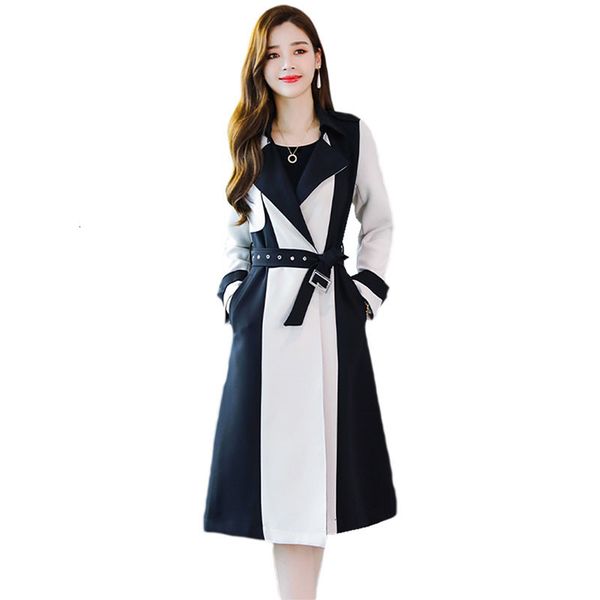 

2021 new female spring casual fashion jacket mrs trench coat plus size b 6i7v, Tan;black