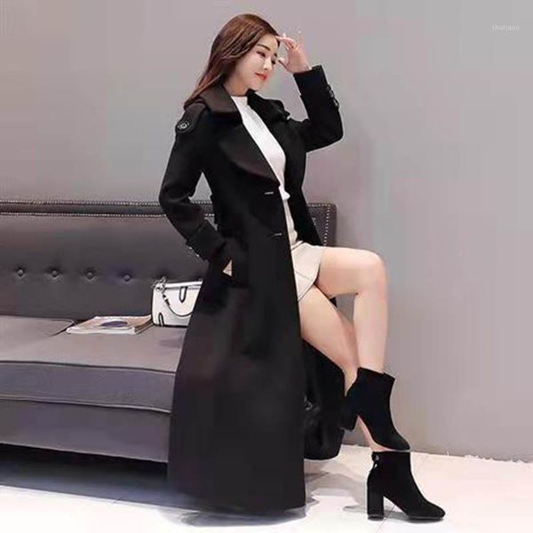 

women's wool & blends coats women fashion korean preppy style retro windbreaker casual streetwear female warm woolen coat, Black