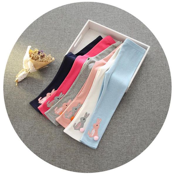 

trousers children's pants 2021 korean kids legging embroidered standard sphere casual girls leggings k051, Blue