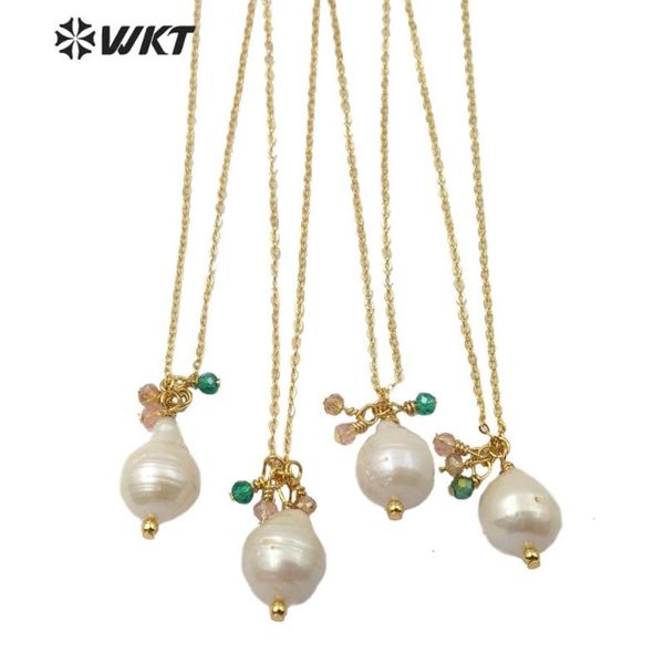 

pendant necklaces wt-jn108 wkt natural pearl necklace water drop shape gold electroplated gift for women fashion jewerly, Silver