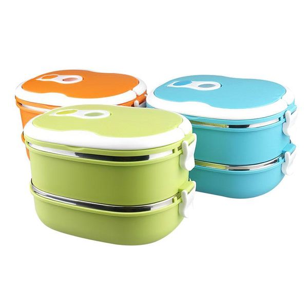 

dinnerware sets portable stainless steel thermal lunch box single double layer heating student bento container kid for