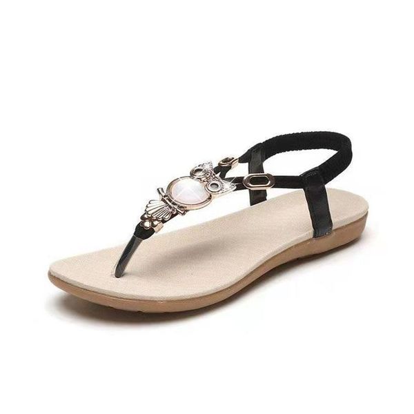 

sandals summer style female flip flops student comfort beach sea flat shoes anti slip, Black
