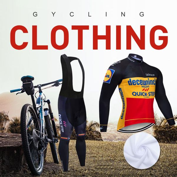 

racing sets 2021 team quick step cycling set clothes long sleeve wear jersey mens kit clothing ropa ciclismo, Black;blue