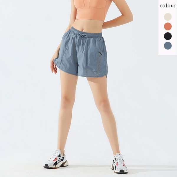 

2021 spring and summer sports shorts women's loose solid running yoga fitness anti light pants, Gray