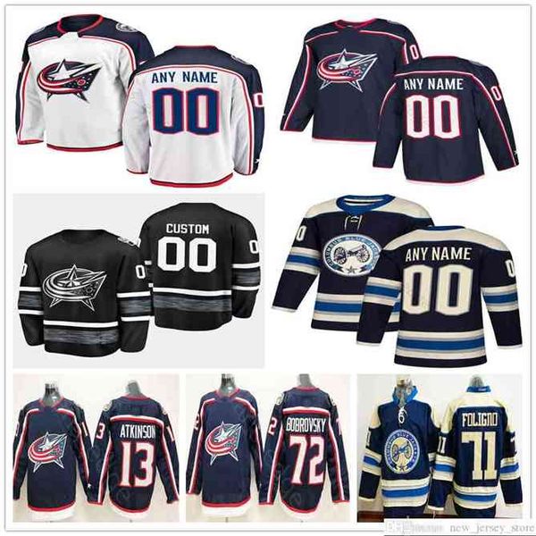 

96 Custom Columbus Blue Jackets #13 Cam Atkinson 3 Seth Jones 77 Josh Anderson 18 Dubois 8 Zach Werenski Men Women Kids Youth Hockey Jerseys, Black men sizes