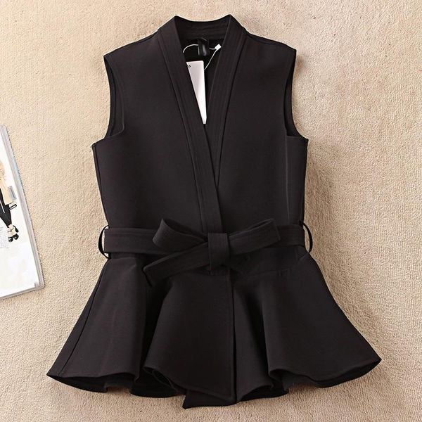 

women's vests 2021 s-2xl ol fashion women suit vest casual short style sashes slim elegant office female black white jackets