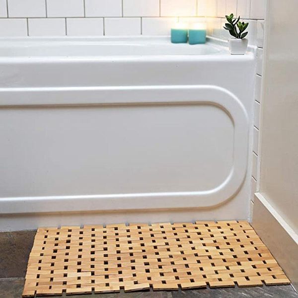 

carpets bamboo bath mat silicone anti slip pads roll up wooden mats boho decor shower for shower, spa