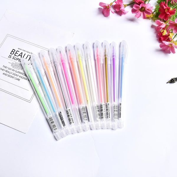 

gift sets 9/12 pack gel pens white gold silver diy black card paper high-gloss pastel for student painting