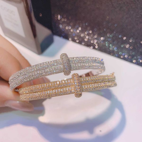 

bilincolor fashion micro-set tiny zircon lock double rows bracelet , bracelet for women gift q0720, Black