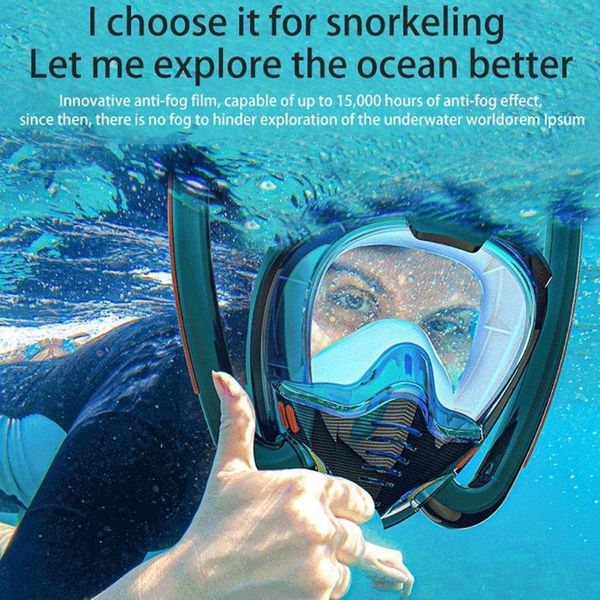 

diving masks full face snorkeling mask anti-fog double tube silicone dry swimming goggles m0e2