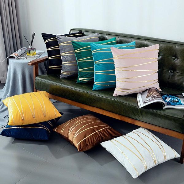 

45x45 velvet decorative cushion cover pillow case sofa luxury pillowcase solid color home european classical pressed bar