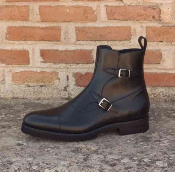 

dress shoes os recÃ©m chegados casuais sapatos de luxo dos homens dresd couro do plutÃ´nio fivela cinta estilo britÃ¢nico moda monge botas zapa, Black