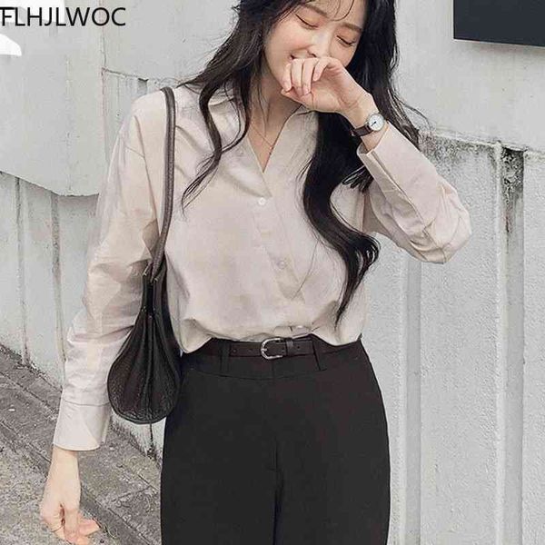 

women's blouses & shirts summer korea chic blusas feminine womens solid colors single breasted button 7uiu, White