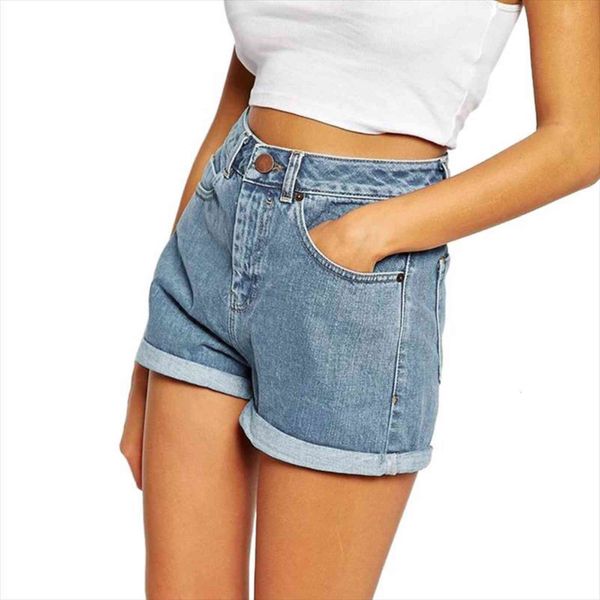 

europe blue crimping denim summer womens short brand trendy slim casual plus size high waist, White;black