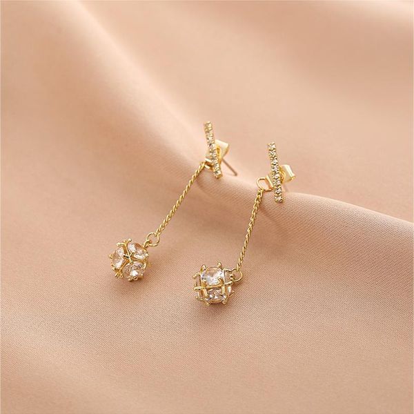 

dangle & chandelier korean-style fashion zircon two kinds of wear law girl earrings marriage party gift women's jewelry 2021, Silver