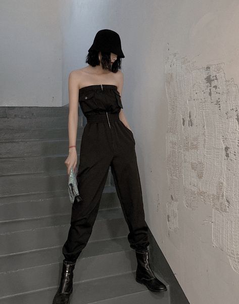 

2021 new black elegant office lady solid off shoulder sleeveless jumpsuit autumn streetwear going out women jumpsuits cqux, White;black