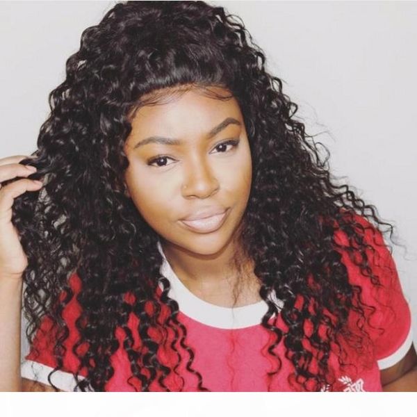 

360 lace front wigs with pre plucked baby hair brazilian deep curly remy human hair glueless lace wigs, Black;brown