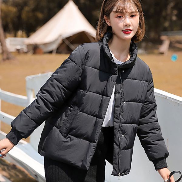 

2021 elegant short female cotton new korean jacket winter jackets fashion chic review goal women plus size 83wh, Black