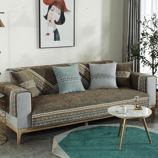 Chaves de cadeira Sofá moderno toalha de chenille capa de almofada de capa de capa de capa sólida sofá não deslizamento para decoração da casa da sala